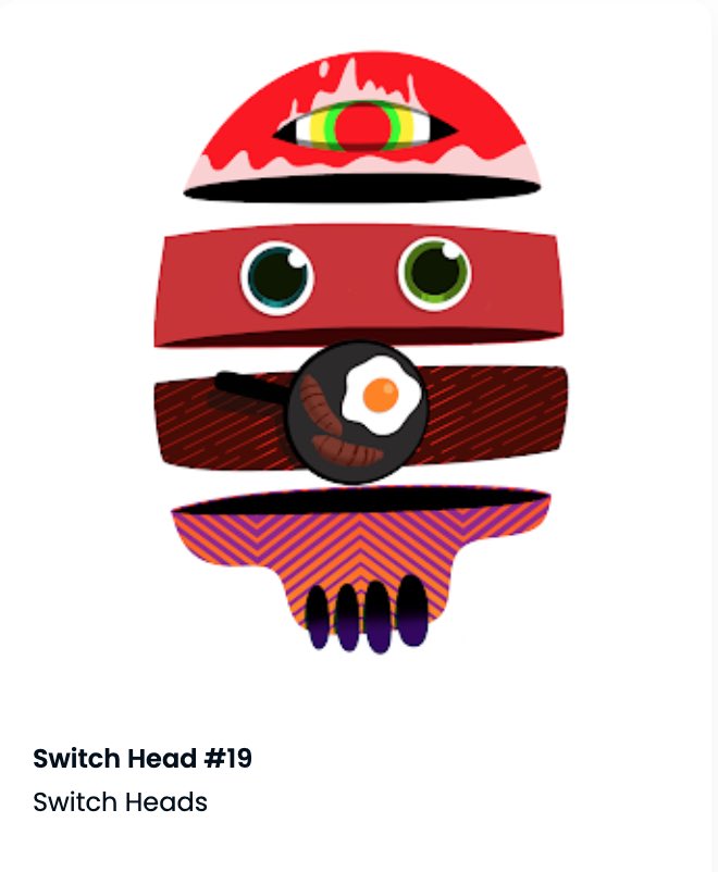 Love this mint by <a href="/taktaktalktalk/">taktaktalktalk.eth</a> - glad you’ve joined Switch Heads!