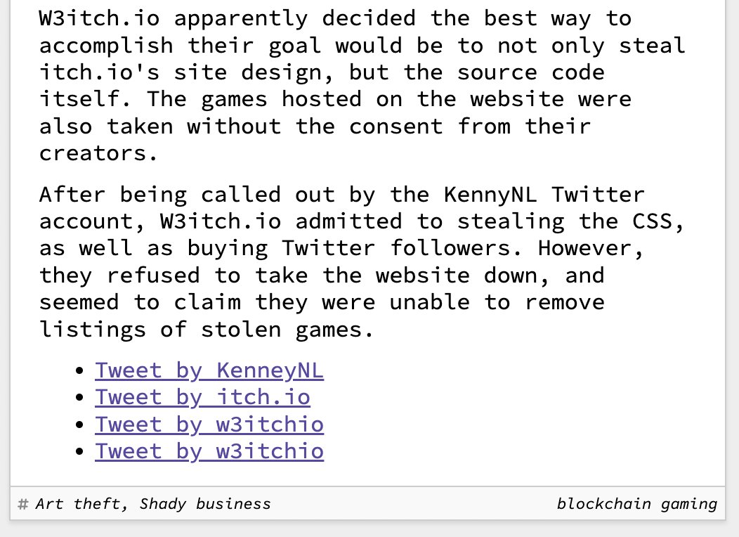 Web 3 Grift W3itch.io Steals Games, Itch.io's CSS