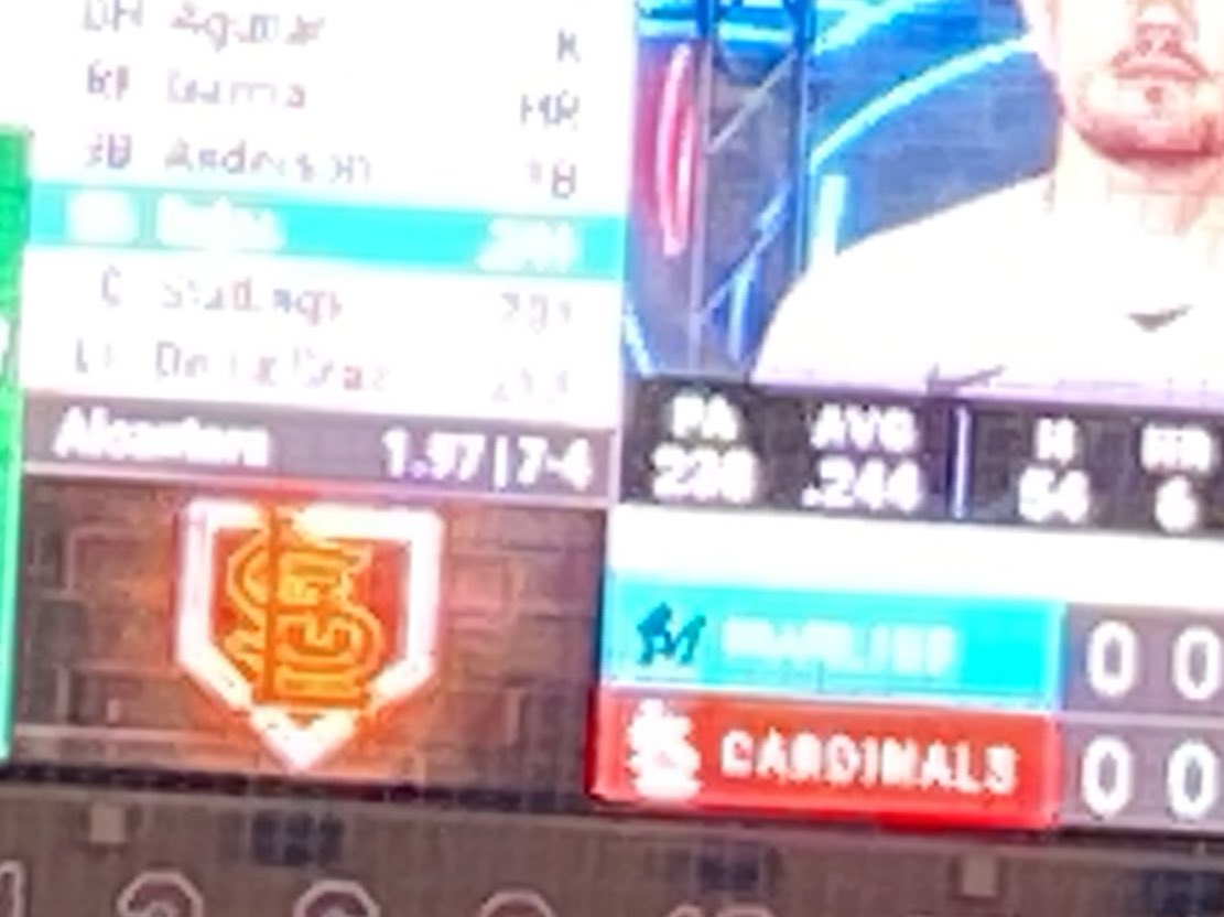 Cardinals scoreboard already handed Alcantara the loss in top of the ninth. <a href="/Cardinals/">St. Louis Cardinals</a>