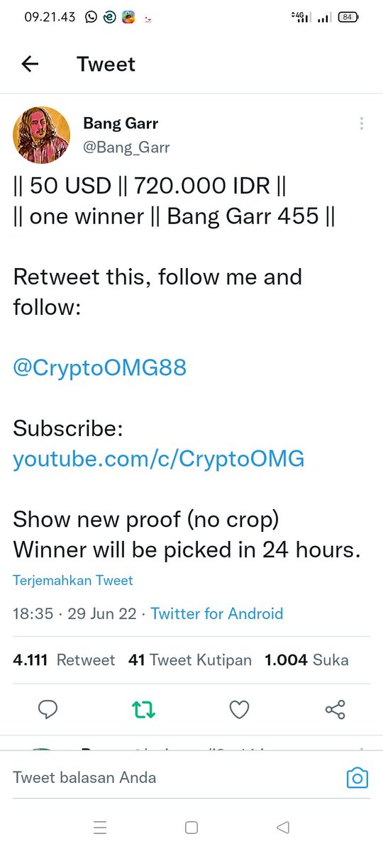Ainur902's tweet photo. @Bang_Garr @CryptoOMG88 Done proof semogawl win https://t.co/mbx1Wkxo0Y