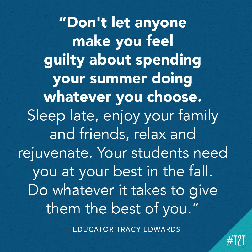 REMINDER: The summer is for YOU. 😎

(Insight via educator Tracy Edwards) #TeacherTwitter #edchat #EduTwitter