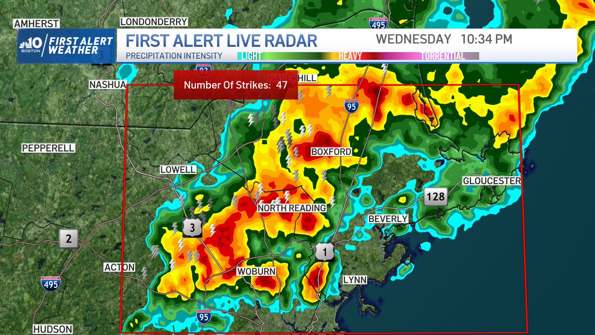Lightning strikes in the last 15 min. 7 of the 47 were positive stroke. BIG booms of thunder with those.