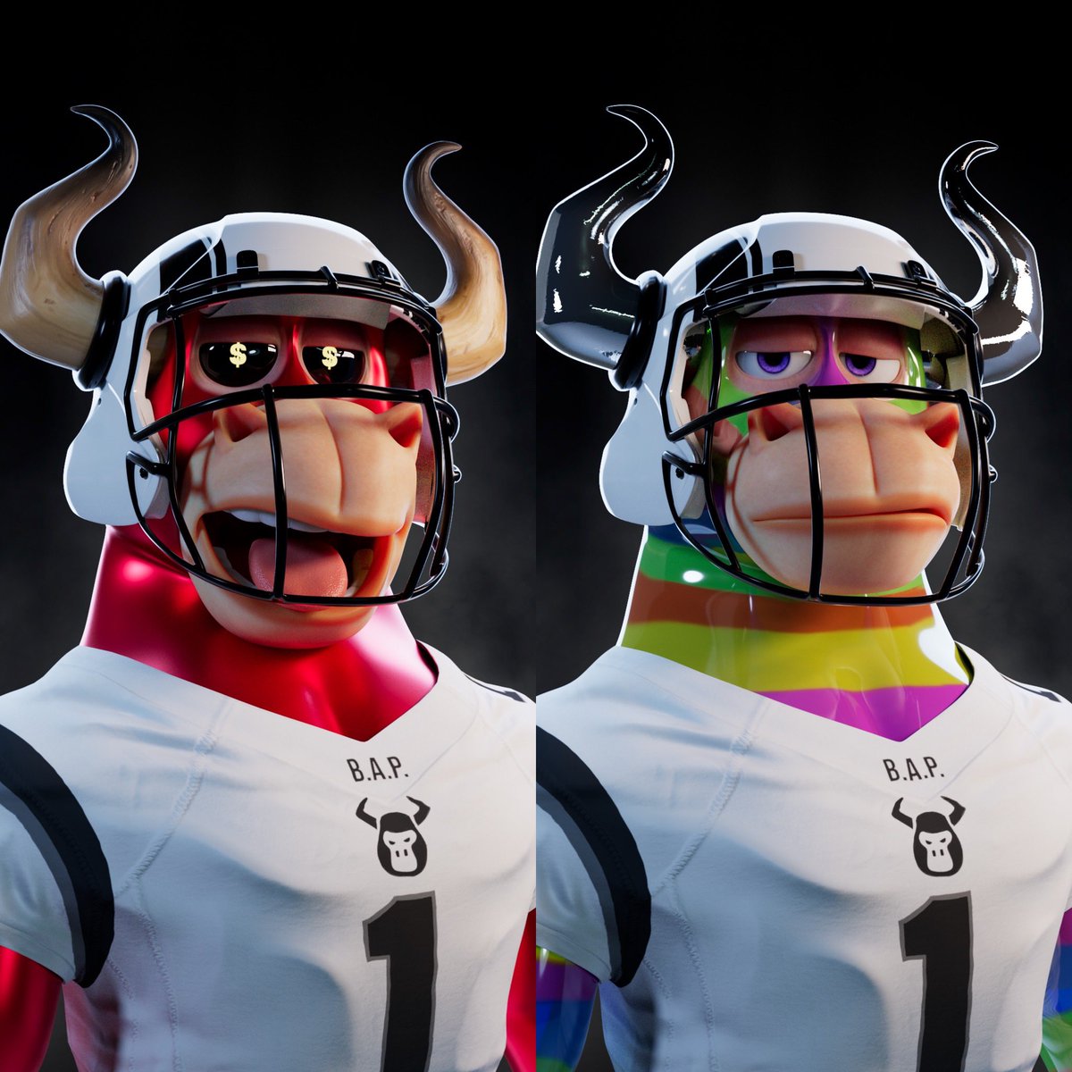 FantasyFootbull's tweet photo. White squad or bust this season. Nice pick up on #69 he’s clean. See you on the gridiron 🏈 #BAPStampede @FantasyFootbulls @BullsApesProj #FantasyFootball #NFT #NFTCommmunity #NFL https://t.co/aHTgErmKnU