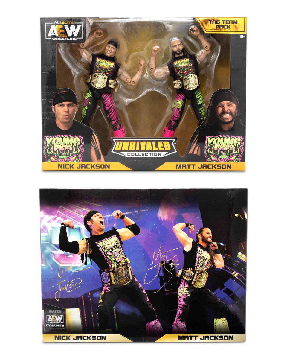 New images of @Jazwares' new @AEW Unrivaled Collection @amazon Exclusive @youngbucks 2-Pack! Based on #AEWRevolution 2021! #AEW #AEWDynamite #BloodAndGuts #AEWUnrivaled #ScratchThatFigureItch