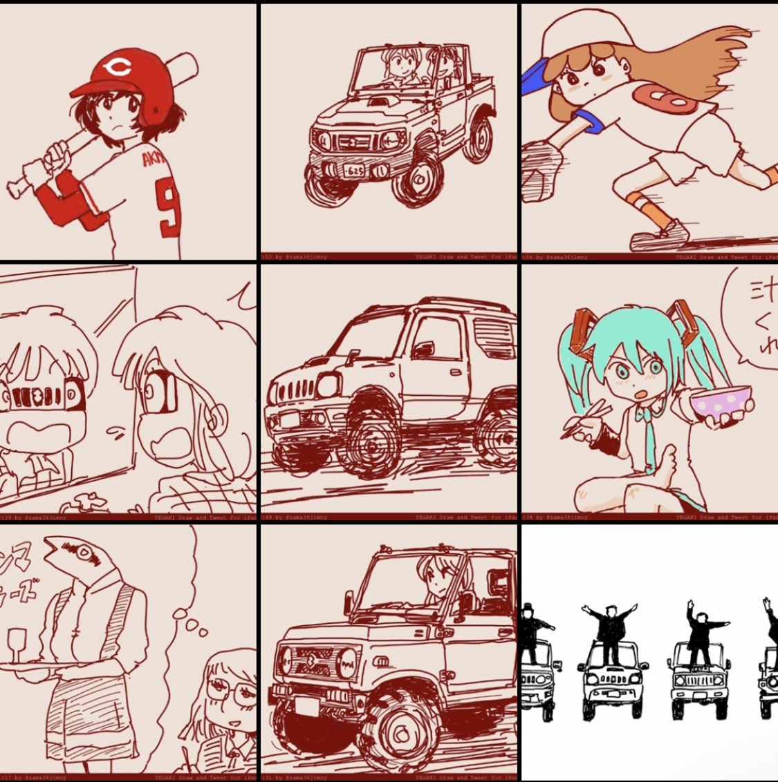 ジムニーは15台くらい
 #今月描いた絵を晒そう 
