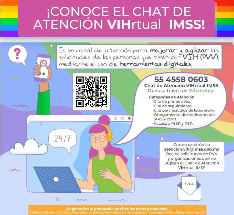 DVVIMSS's tweet photo. El @Tu_IMSS lanza el chatbot para mejorar la atención de las personas que vivimos con #VIH, los invitamos a usarlo. El tiempo respuesta es muy rápido. Aquí más información 👇🏼 https://t.co/cOUODEn46C