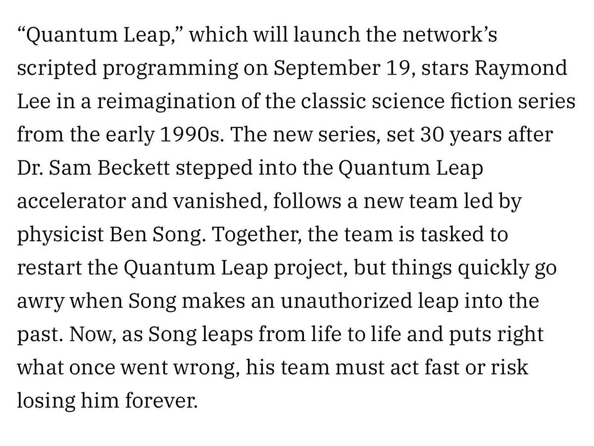 FatesWideWheel's tweet photo. Y’all, they’re already misspelling Ben’s last name. #QuantumLeap #BecketTrauma #StillHaveIt https://t.co/oS0eDaayti