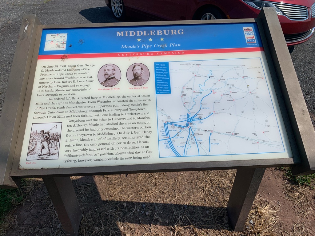 June 29, 1863: MG George Meade temporarily made his HQ in this hotel in Middleburg, MD before moving the AOP HQ onto the property owned by Peter Koons, which sat just south of Big Pipe Creek. <a href="/CivilWarTrails/">Civil War Trails</a>