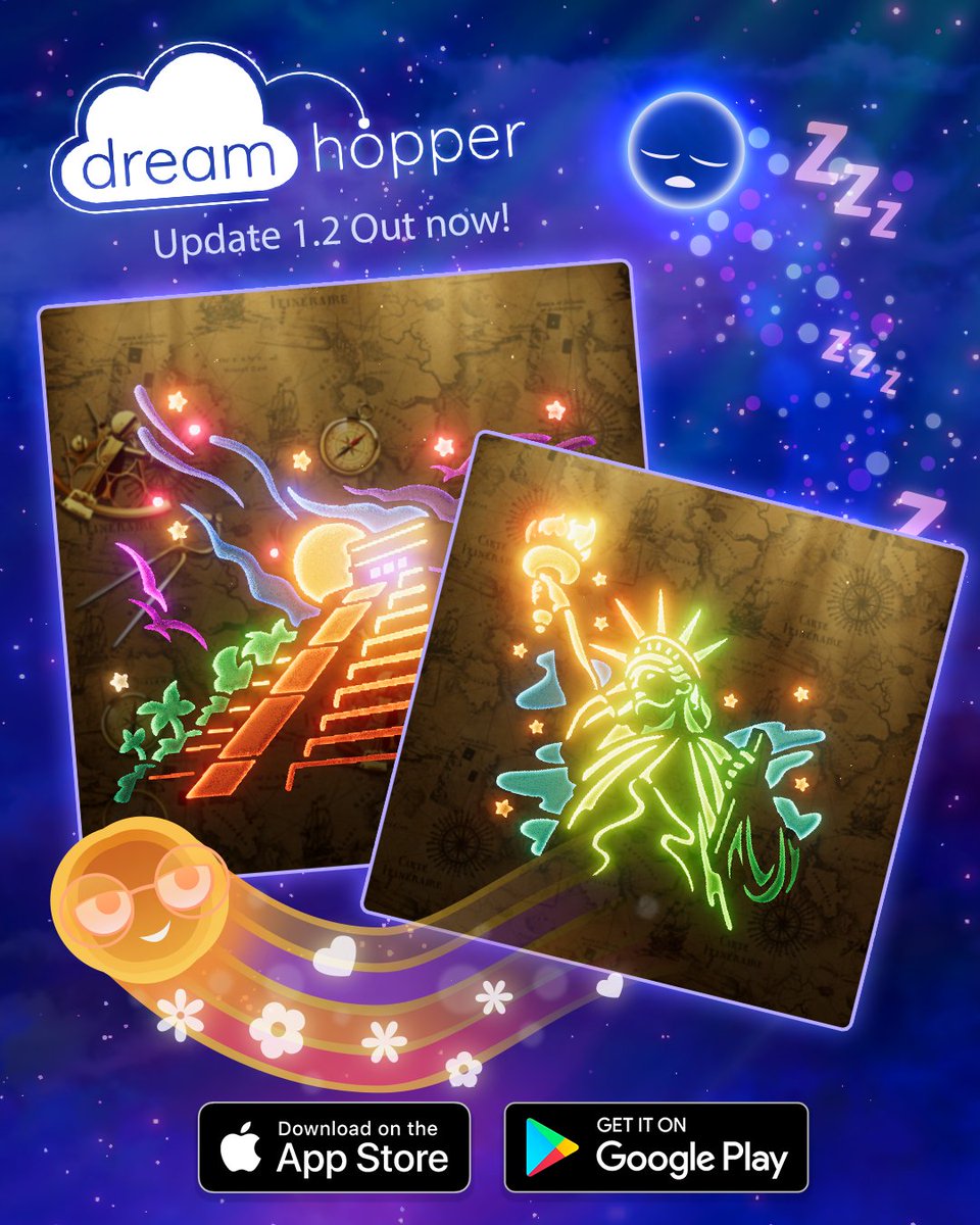 For all you dreamers out there, we've just released Update 1.2. It's got a new "Journeys" zone and 10 new Hoppers to collect as well. Happy dreaming!
onelink.to/dreamhopper