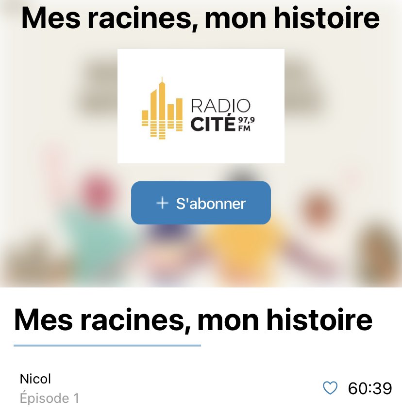 GarzonNicol1's tweet photo. Écoutez mon épisode de mes racines, mon histoire en téléchargeant l'application @Appli_Frabio ! Merci à @979RADIOCITE pour cette belle expérience 😊 https://t.co/nq7Xga8Ou8
