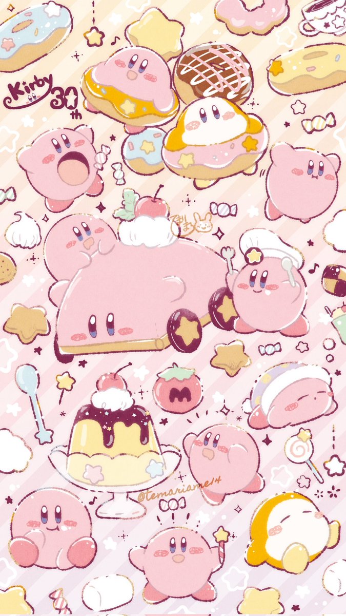 kirby food star (symbol) candy pudding no humans lollipop pancake  illustration images