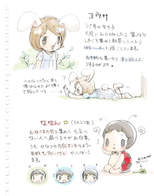 ななんちゃんの紹介文。

よろしければ。
よくでてくるうさみみのコウサちゃんも 