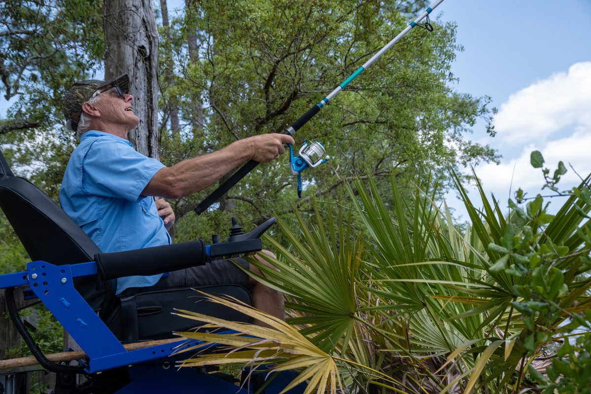 SportsabilityA's tweet photo. As Great Outdoors Month comes to an end, check out the EcoRovers in action on our trip to Ochlockonee River State Park! How did you celebrate the Great Outdoors this month? #greatoutdoorsmonth #sportsability #fishing #active4life #abilityequipped #inclusiveactivities https://t.co/9qCPQzUPV2