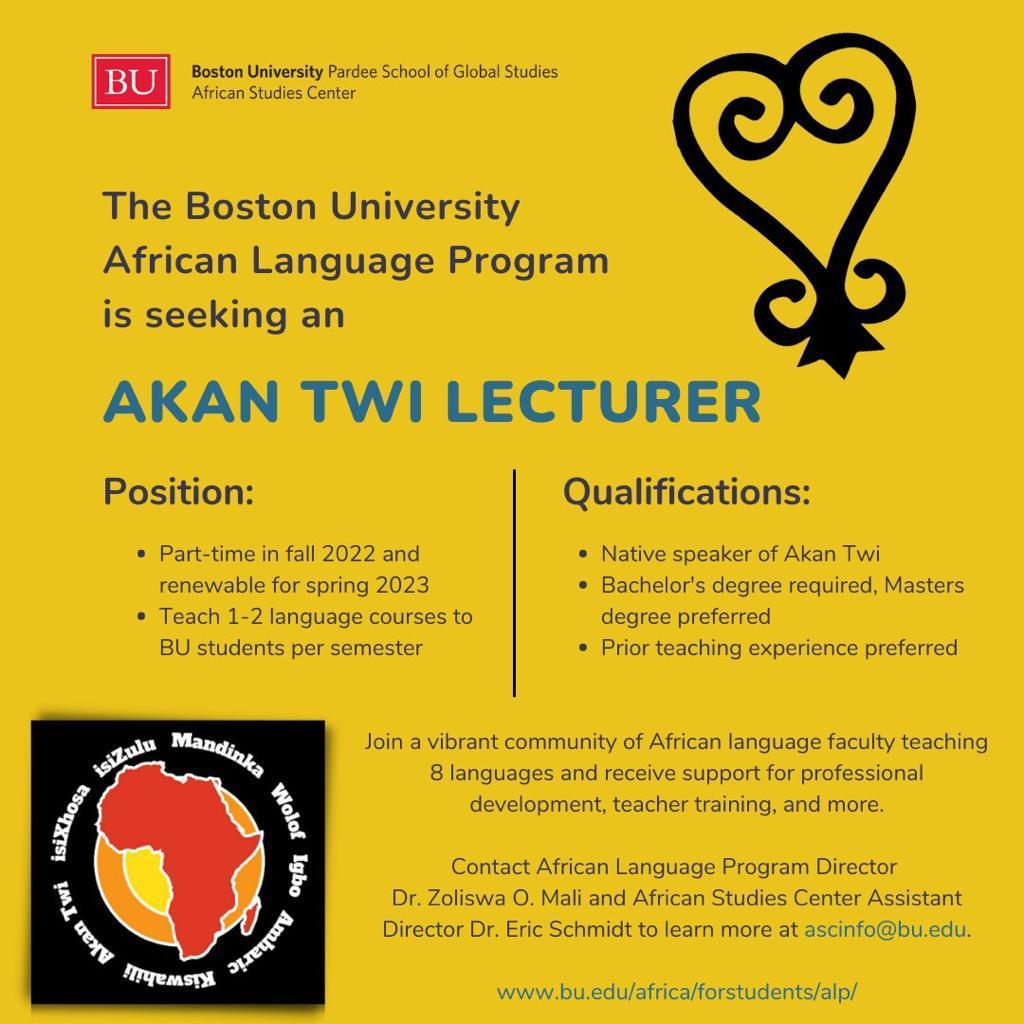 The4fricanDream's tweet photo. #Twi
#TwiLanguage
#AkanLanguage
#AfricanLanguages
#TwiAkanLanguage
#GhanaianLanguage

for more info about this #job/#employment #opportunity contact ascinfo@bu.edu https://t.co/vZuzl7l8V8