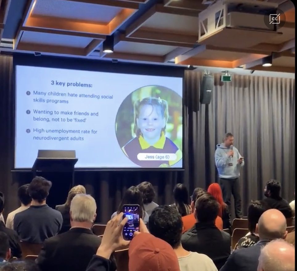 MadsGrummet's tweet photo. CONGRATS to @NextLevelCollab on work to date + a fab pitch at last night’s #2022MAPLaunch✨🚀
#NextLevelCollab is a world-first social capacity building program literally changing the game for neurodiverse kids.🙌🏽🌏
@MAPUniMelb @TRaMunimelb @jessrowlings #startup @melbconnect https://t.co/YaghKPq9GN