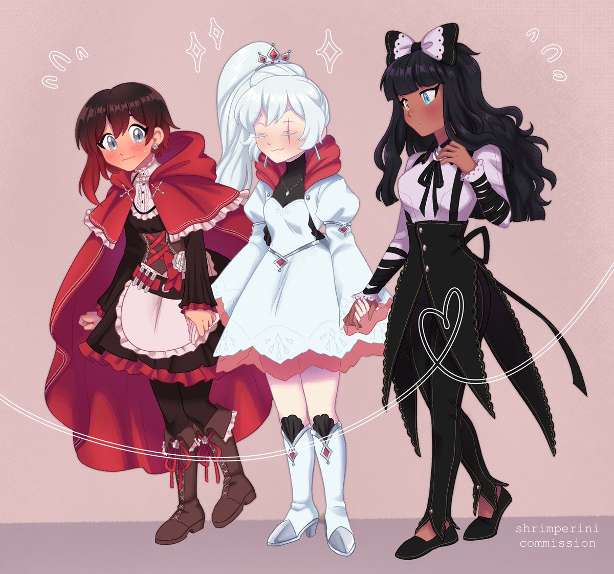 shrimperini's tweet photo. newspaper commission feat. my designs 🥹❤️🤍🖤 #rwby https://t.co/RzBOHrAJkh