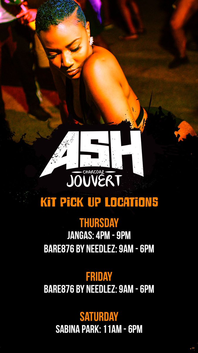 There are 3 days people!!!!

3!!!!

Remember to pick up your kits !!! Don't forget to bring all di badness on Saturday <a href="/AshJouvertJa/">ASH Charcoal J'ouvert</a> !!!