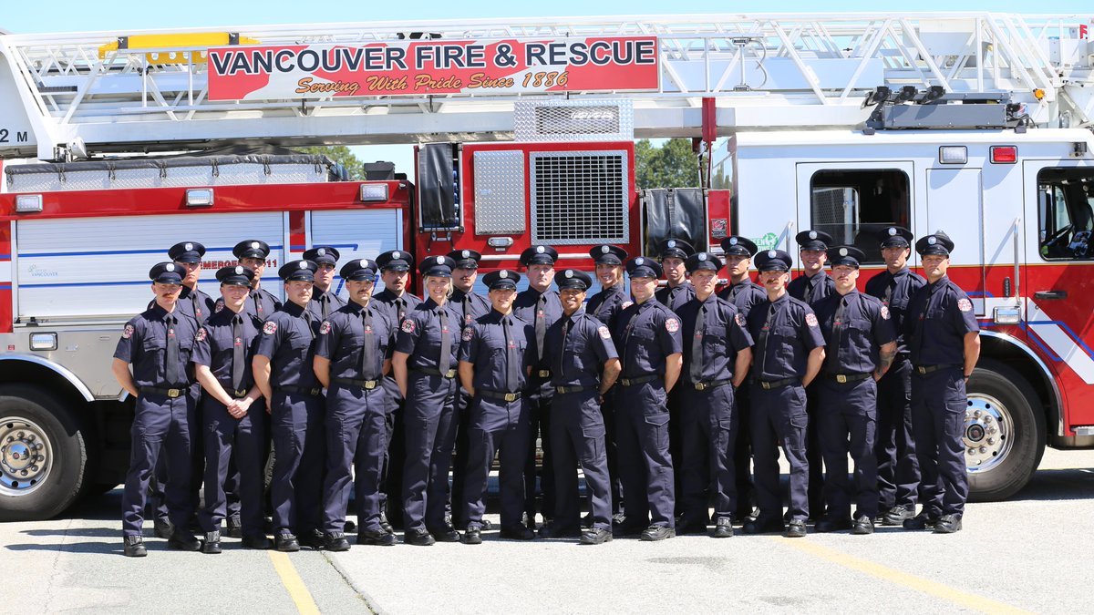 VanFireRescue's tweet photo. Congratulations to the newest Probationary Firefighters who will be serving the City of Vancouver. @CityofVancouver @IAFF18 https://t.co/1NGt4KnVI6