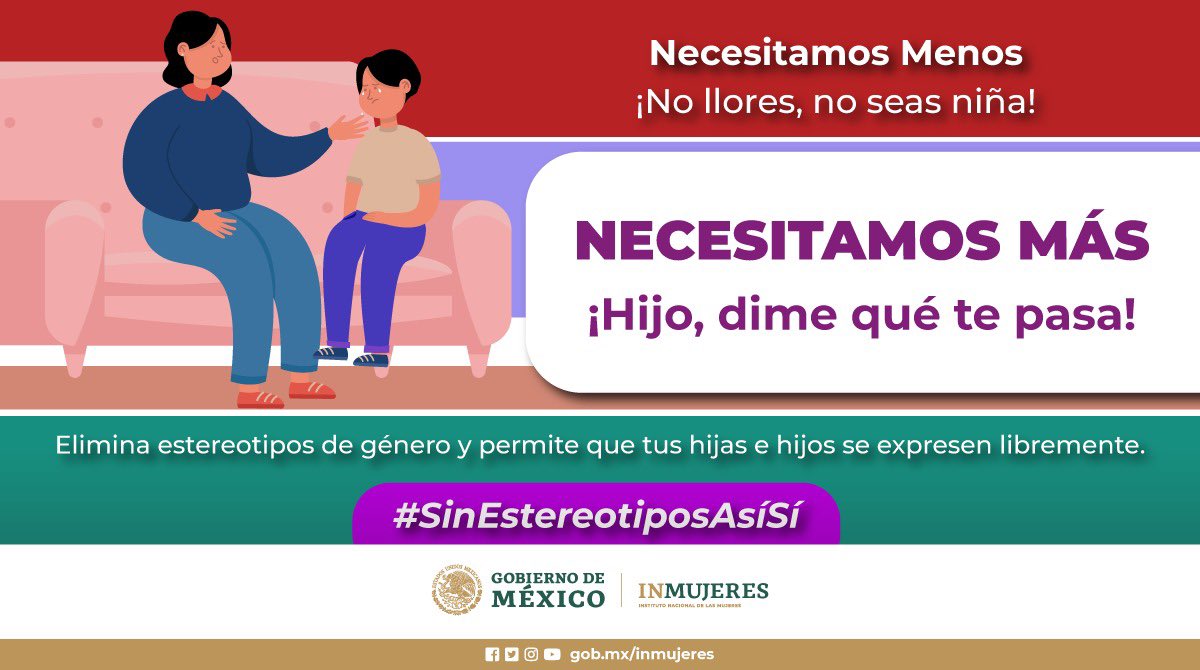 mujeresgobmx's tweet photo. Los #EstereotiposDeGénero son aún una realidad en muchos hogares, el reto hoy es educar en igualdad desde la infancia. Formemos infancias  #SinEstereotipos. https://t.co/IzRbp2Viey