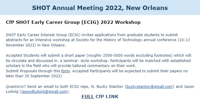 The Society for the History of Technology (SHOT) tweet media