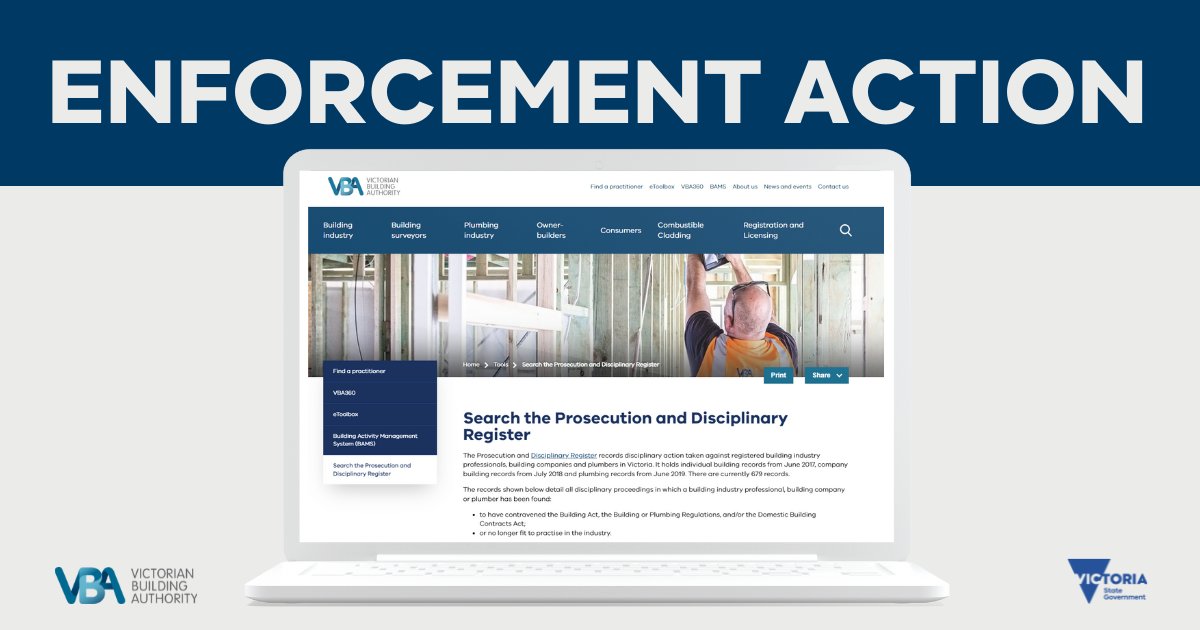 MEDIA RELEASE - Plumbing practitioners breaking the rules and individuals impersonating plumbers have been penalised and reprimanded by the VBA.

Read more: go.vic.gov.au/184eJz