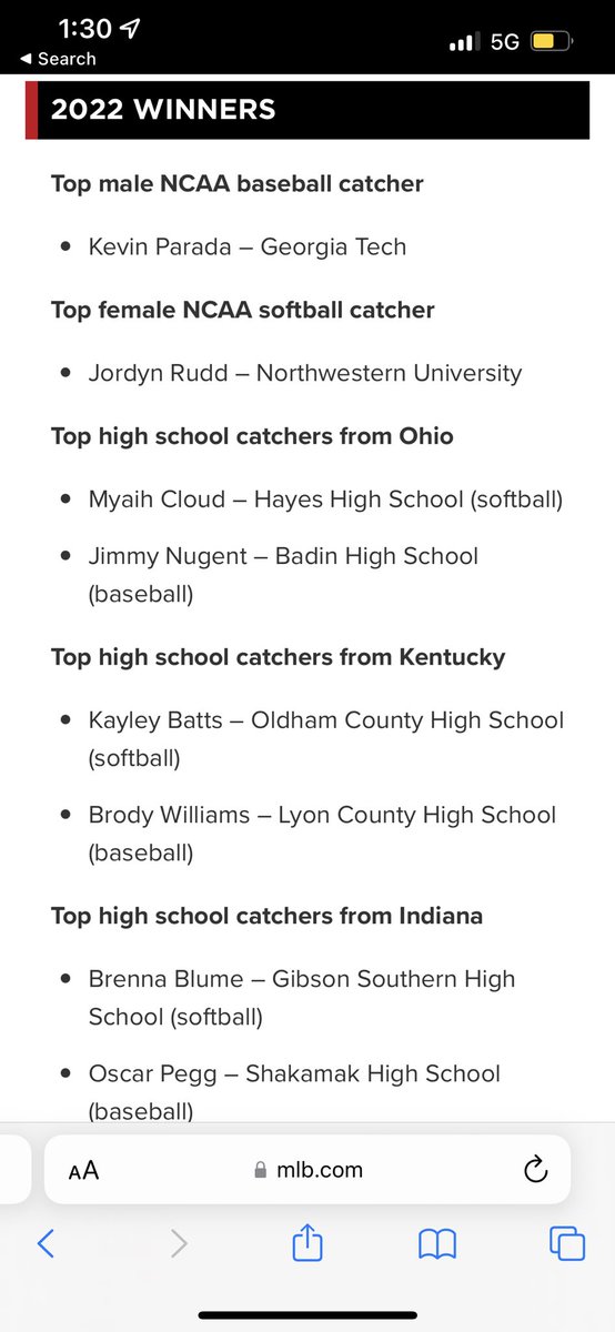 BattsKayley's tweet photo. I am so blessed and extremely honored to have received the Johnny Bench Award for catchers for the state of Kentucky! It means so much to me and it is a privilege to be chosen for the award! @JohnnyBench_5 @FusionSB_unruh @ryandgreenwood @Coachmun @Coach_JSeneca @Reds https://t.co/AI6EoOMBY3