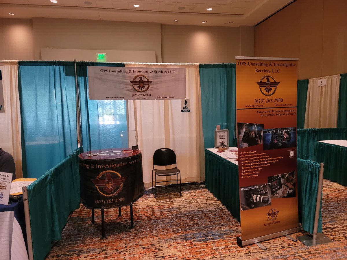 OPS_CIS's tweet photo. We had a great 3 days at the Arizona State Bar Convention!! We met some great colleagues, attorneys, and exhibitors.  It was an honor to spend time and getting to know so many hard working professionals.  #AZStateBar #Convention2022 #PrivateInvestigator #WildHorsePass #OPSCIS https://t.co/f7C5SanIJG
