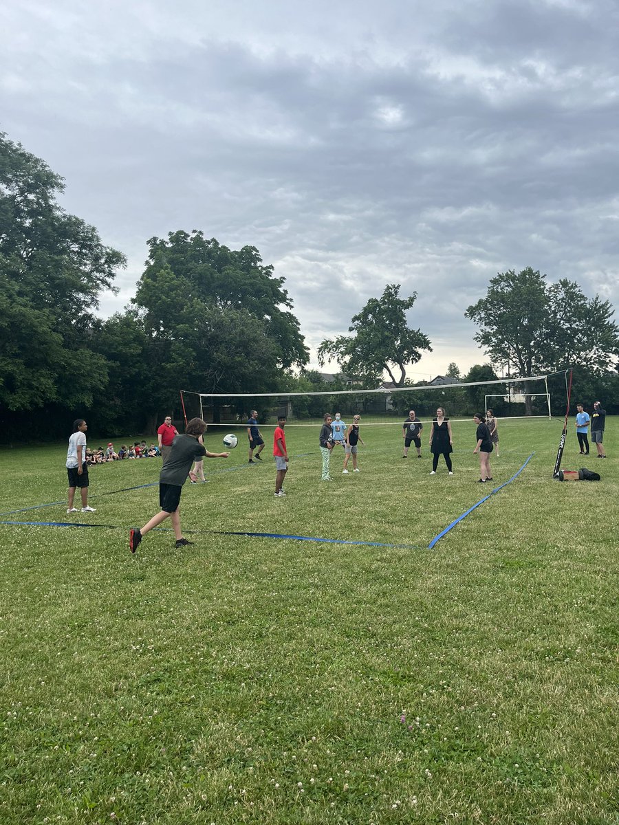 Staff versus intermediate students volleyball game today. Staff was victorious and won bragging rights for another year. <a href="/dsbn/">District School Board of Niagara</a>