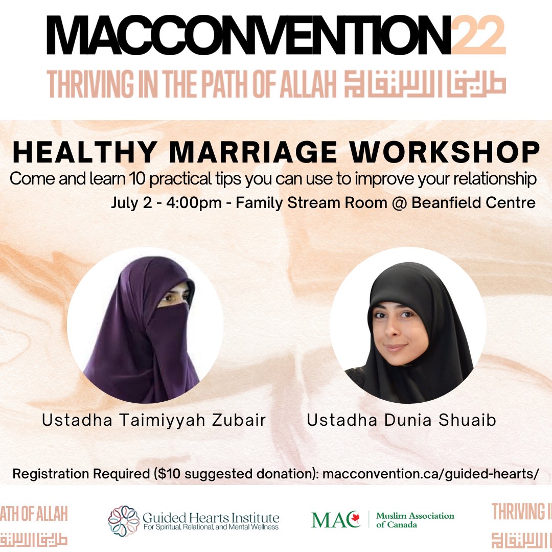 Join us! Open to singles and couples - limited seating please register today! macconvention.ca/guided-hearts/ <a href="/MACNational/">Muslim Association of Canada (MAC)</a>