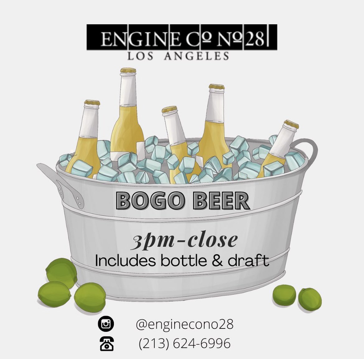 EngineCo28's tweet image. Beer O’Clock at Engine Co 🍻🔥 #dtla #engineco #beer #happyhour #bogo