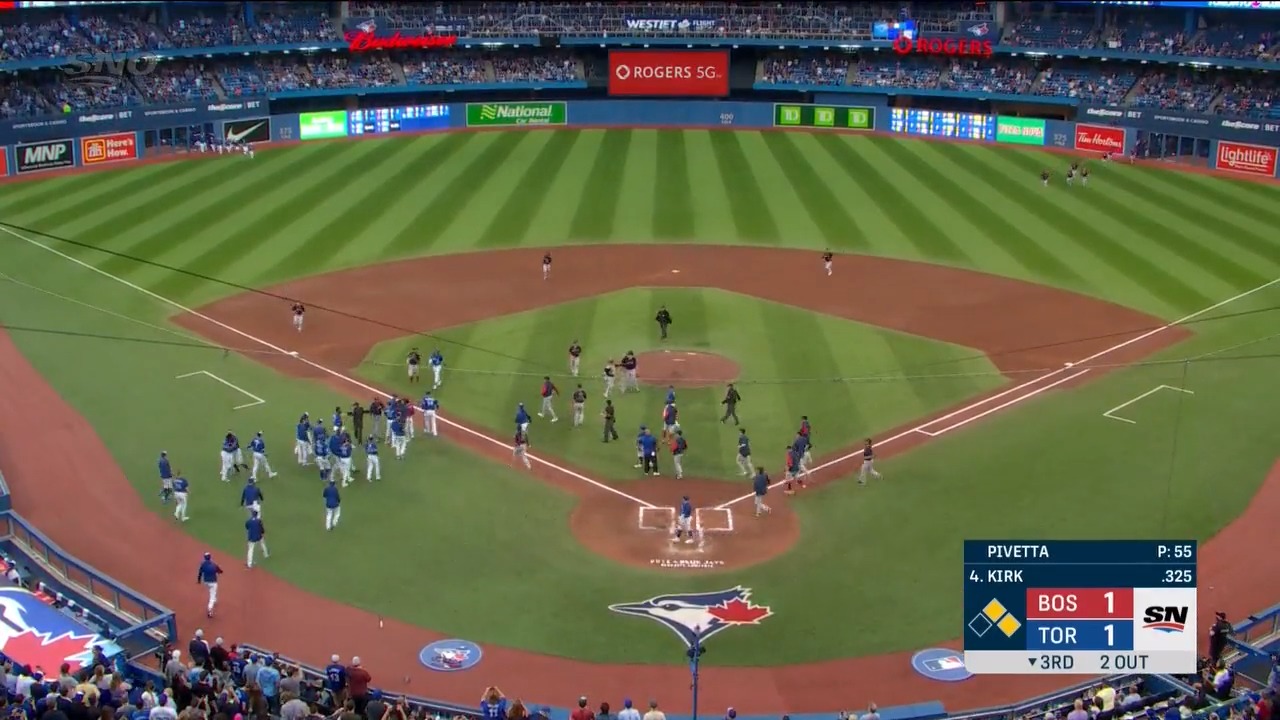Jomboy Media on Twitter "Benches clear in the Blue Jays vs. Red Sox