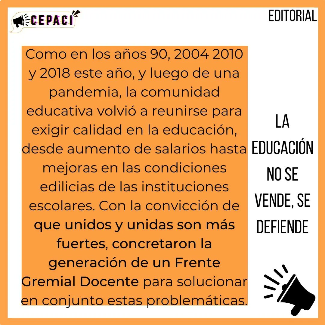 cepaci_arg's tweet photo. EDITORIAL: "LA EDUCACIÓN NO SE VENDE, SE DEFIENDE"

👉Sobre la multitudinaria marcha docente en defensa de la educación pública

#SanLuis #Docentes #EducacionPublica https://t.co/0HuummP7da