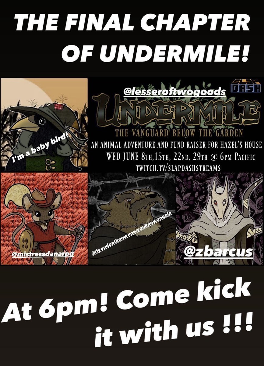 DungeonMstrMax's tweet photo. Come hang out with me on twitch with @LUQcast for the last chapter of Undermile!

https://t.co/ujGIe8V1uI
#dnd #dndlivestream #LUQ #rpgstream #TwitchStreaming #LiveStreaming #dnd5e https://t.co/oSdwvLY9uZ