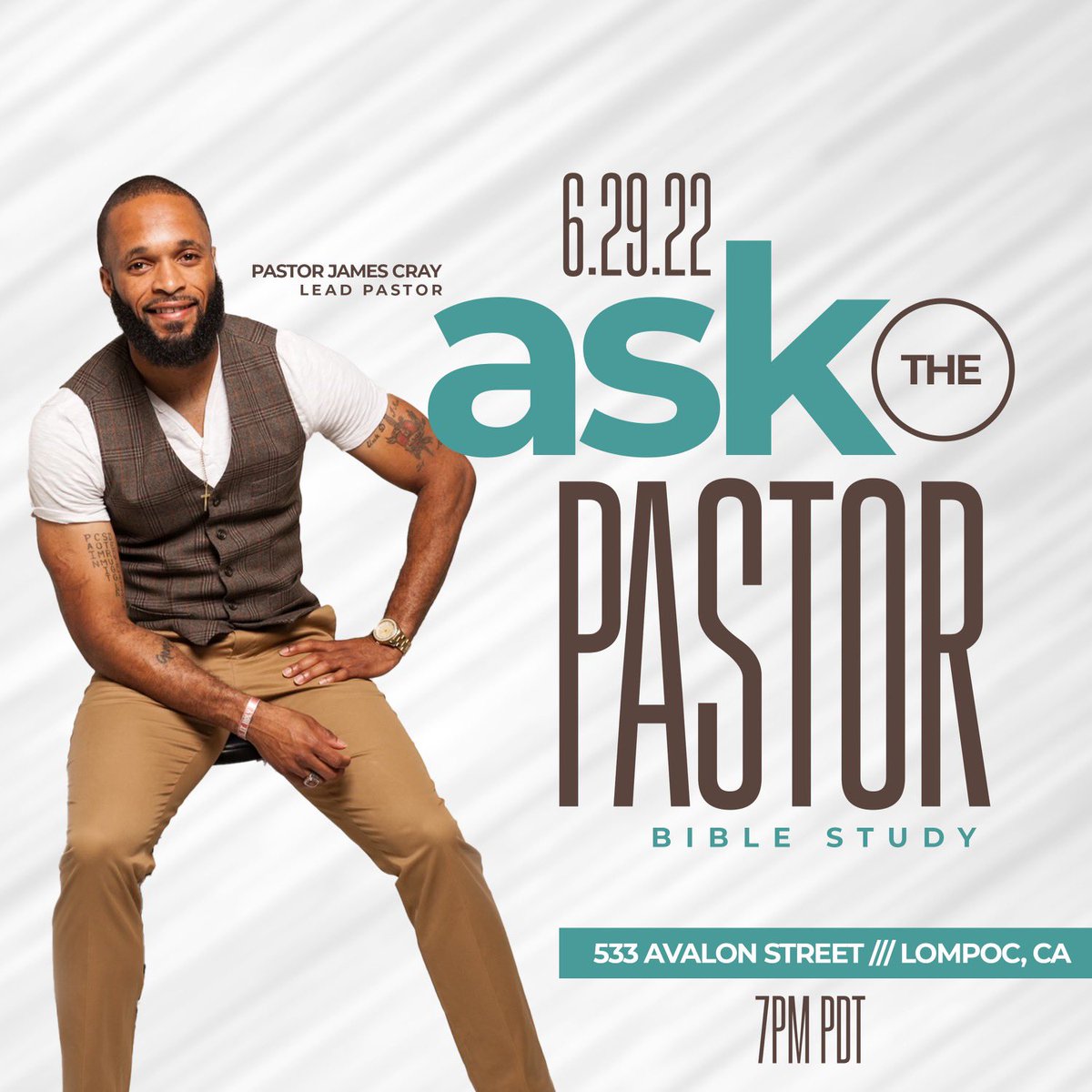 truevinelompoc's tweet photo. CONNECT with us tonight | for a session of | ASK THE PASTOR | with Pastor @J_Earl_Cray | Theological questions, ministry questions, societal questions, leadership questions and more are welcomed | IN PERSON | 533 Avalon Street | Lompoc, CA | #DREAM22 #TheVine ๐๐ #Excellence https://t.co/KmEjom78ao