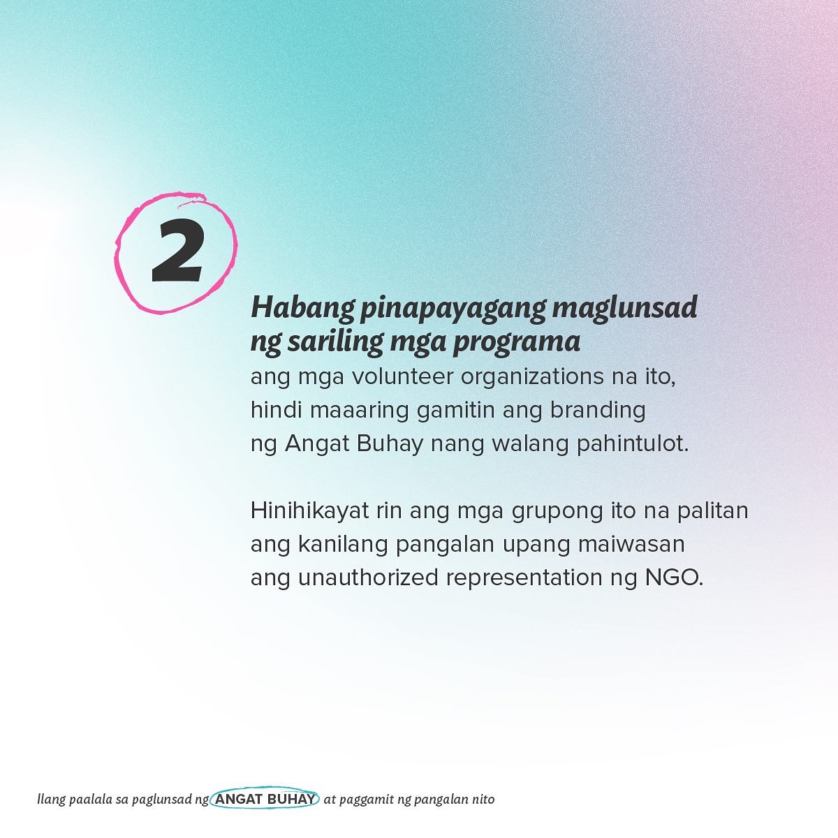 angatbuhay_ph's tweet photo. Taos-pusong pasasalamat sa lahat ng naghayag ng suporta at pakikiisa para sa Angat Buhay! 

Sa nalalapit na paglulunsad nito, ilang paalala lamang po ukol sa paggamit ng pangalan at logo ng NGO. Para sa mga nais makipag-ugnayan, maaaring mag-email sa info@angatbuhay.ph. https://t.co/a9msZo1G6y