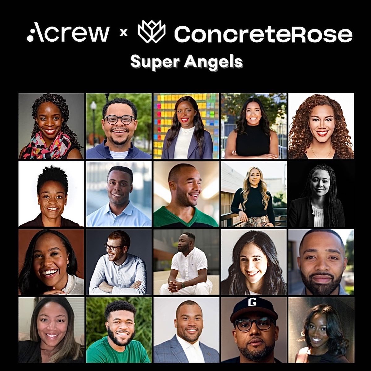 💰🤝Excited to join @AcrewCapital x @ConcreteRoseVC Super Angels! 90% of our team of angel investors identifies as Black or LatinX, >50% are women & equipped w capital to invest in early stage companies. Looking forward to supporting founders & growing my investment strategy!