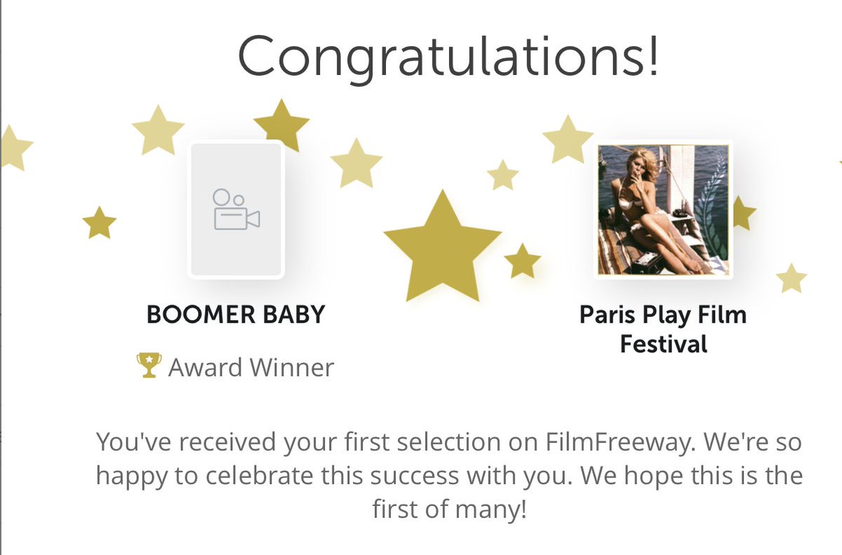 Just found out my short proof of concept video BOOMER BABY won Best Web Series / Web Program at this festival. Fun! 😎 Unfortunately I don't think they're flying me to Paris haha