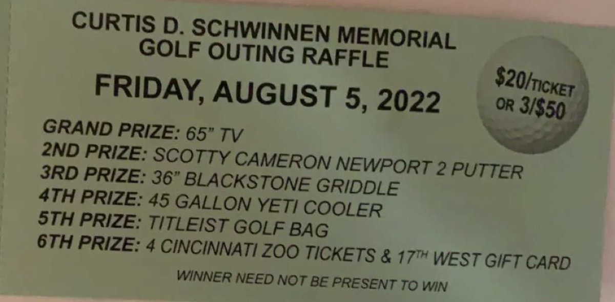 RusticDelphos's tweet photo. Please also support the Curtis D. Schwinnen Memorial Outing! 1/$20 3/$50 tickets will be available at The Rustic Cafe! https://t.co/Y3WNTSWzl7