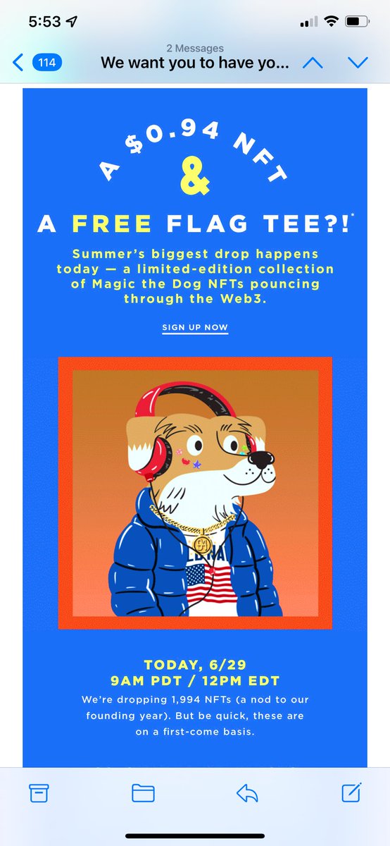 bluekittylemon's tweet image. This was the #emailthread that I woke up to between me @MichaelRippe and my mom! She wants her #firstNFT to be from @OldNavy b/c she ♥️ shopping and b/c it comes with a #freetee. If you don’t want to be an #earlyadopter of #NFTs then just be late 🤷🏼‍♀️- they are here to stay!