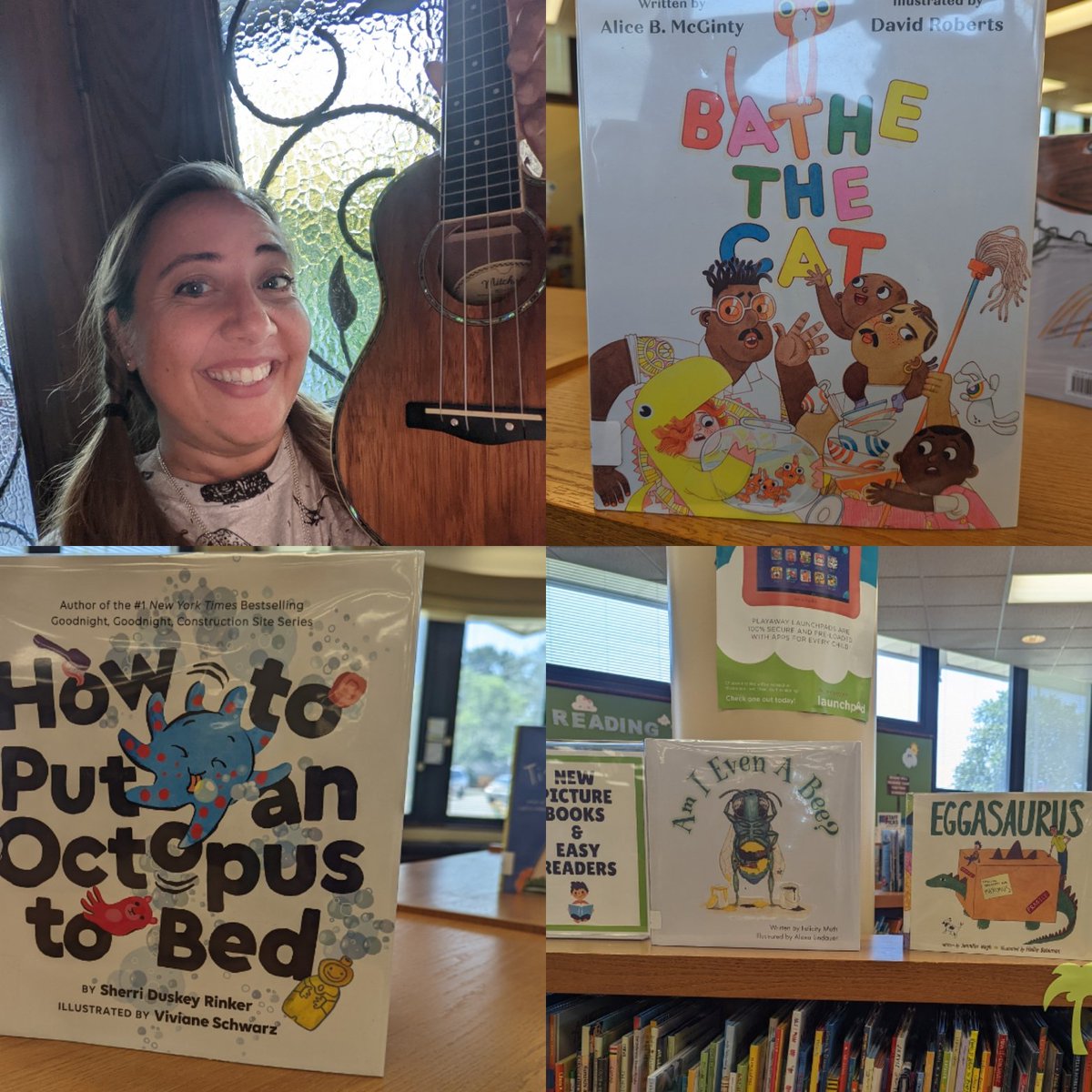 #readlocalillinois books @ Burbank Library  plus I debuted my ukulele at a DINOMITE storytime 🎉 @mcgintyalice <a href="/sherririnker/">Sherri Duskey Rinker</a> <a href="/SCBWI_IL/">SCBWI_IL</a>