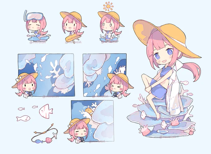 i can't believe i forgot to post this AHHH, but tomorrow is the last day to pledge for June rewards so there is still time! (here is the sticker design for the month / w / - in full beachy relaxation mode! ) 