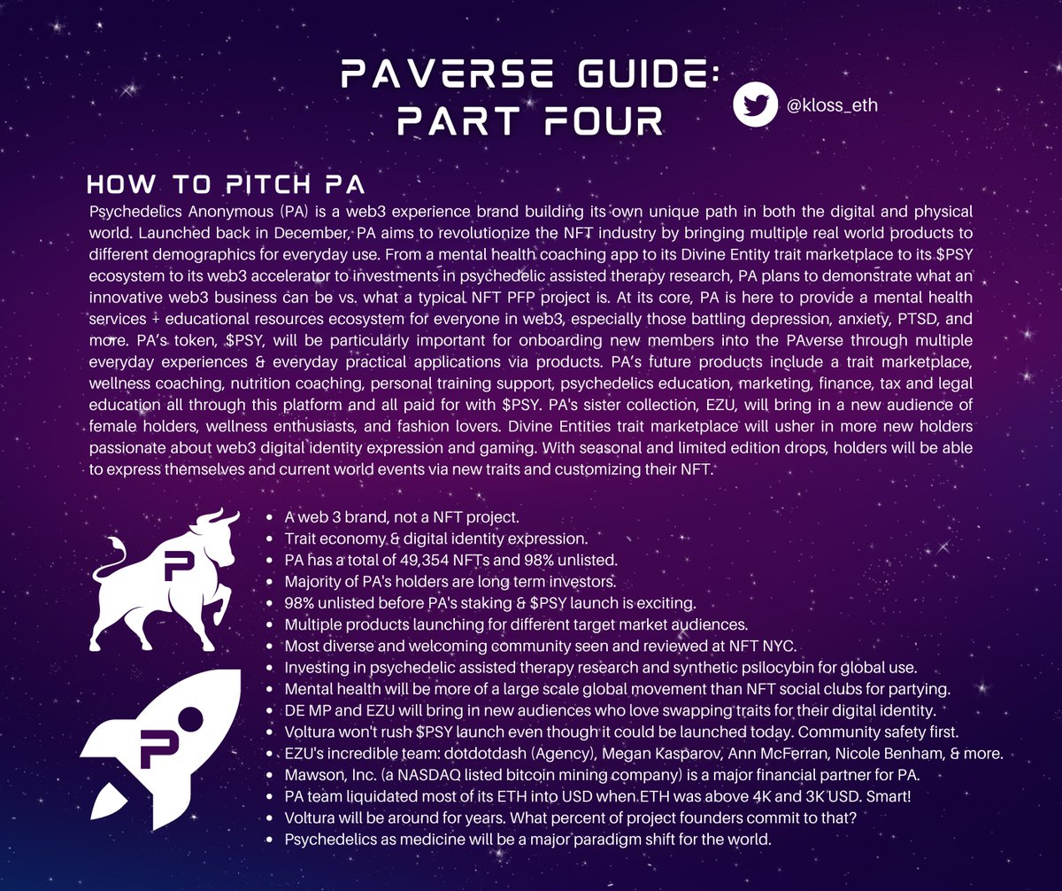 klöss 🪬 (@kloss_xyz) on Twitter photo You asked so I delivered 🤝 Here's the freshly updated beginner's guide for our new friends joining the #PAverse 🅿️🚀
<a href="/psychedelic_nft/">Psychedelics Anonymous</a> <a href="/BAYC2745/">voltura.eth</a> You asked so I delivered 🤝 Here's the freshly updated beginner's guide for our new friends joining the #PAverse 🅿️🚀
<a href="/psychedelic_nft/">Psychedelics Anonymous</a> <a href="/BAYC2745/">voltura.eth</a>