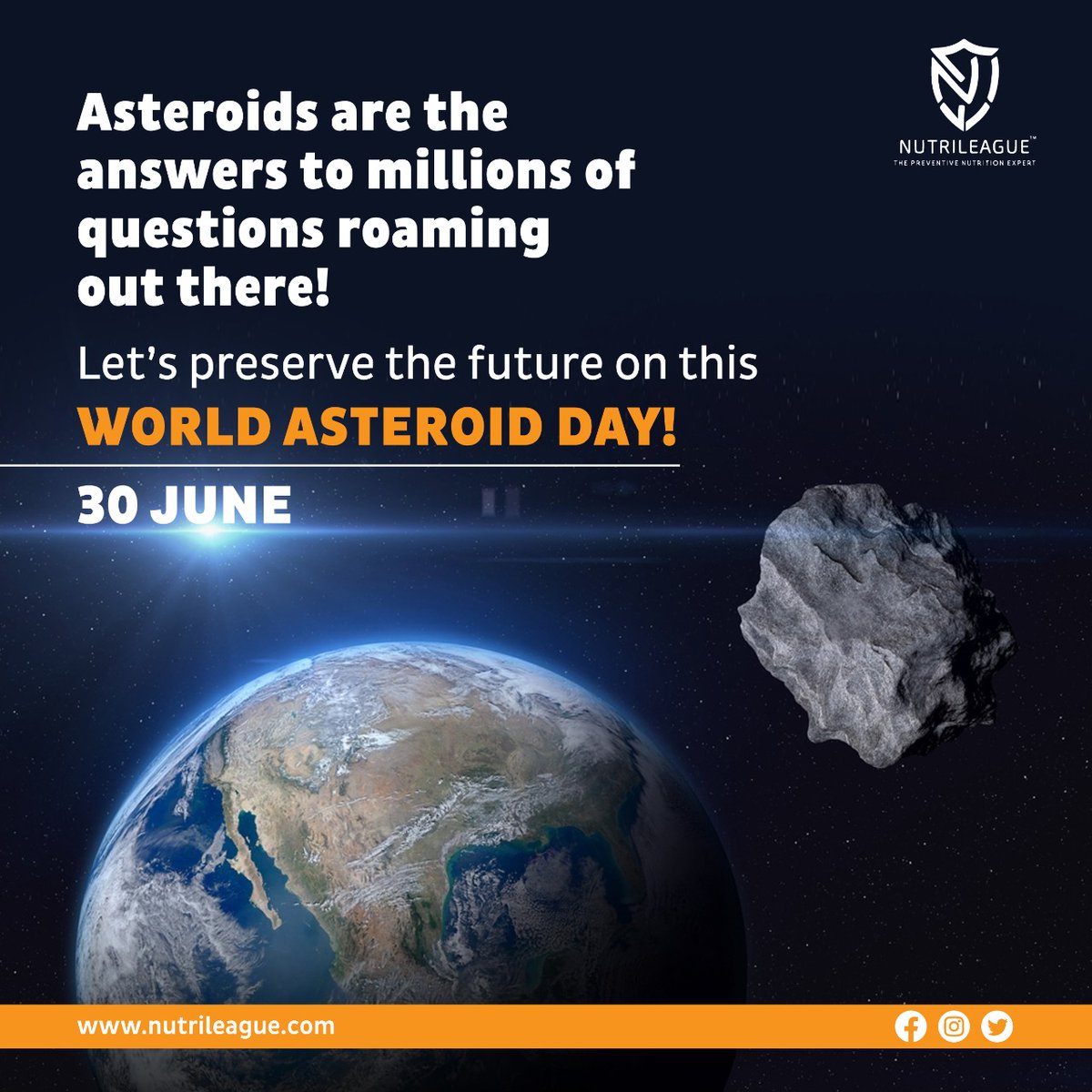 NUTRILEAGUE_IND's tweet image. Asteroids are the answers to millions of questions roaming out there!

Let's preserve the future on this world asteroid day! 
.
.
.
#asteroid #worldasteroidday #asteroidfield #asteroids
