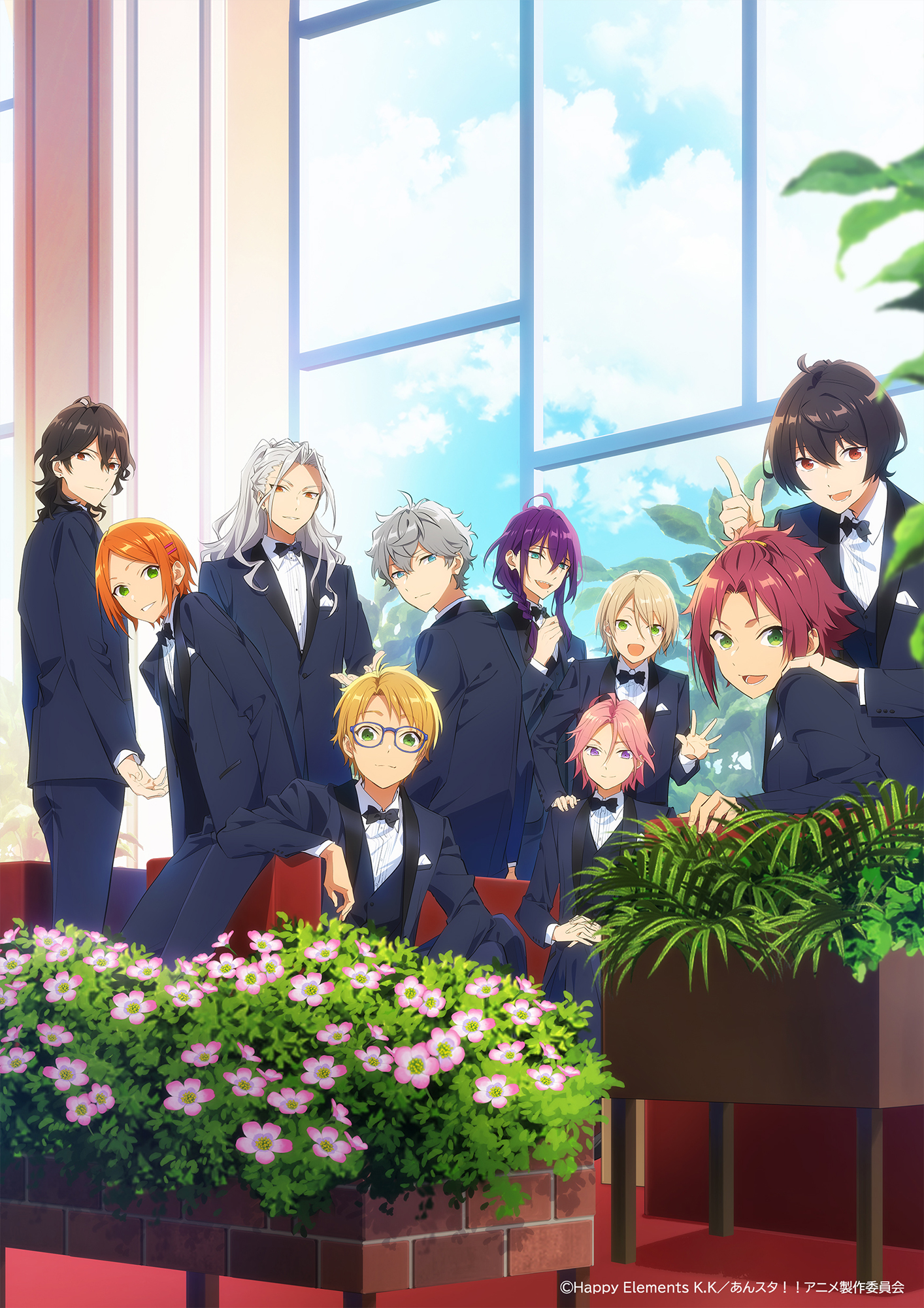 公式 アニメ あんさんぶるスターズ Road To Show 新情報 Dvd 1 3 描き下ろし イラストを解禁 キャラクターデザイン 飯塚晴子 さんによる タキシード姿のアイドル10名が集合したイラスト Dvdは9月28日発売 予約受付中です
