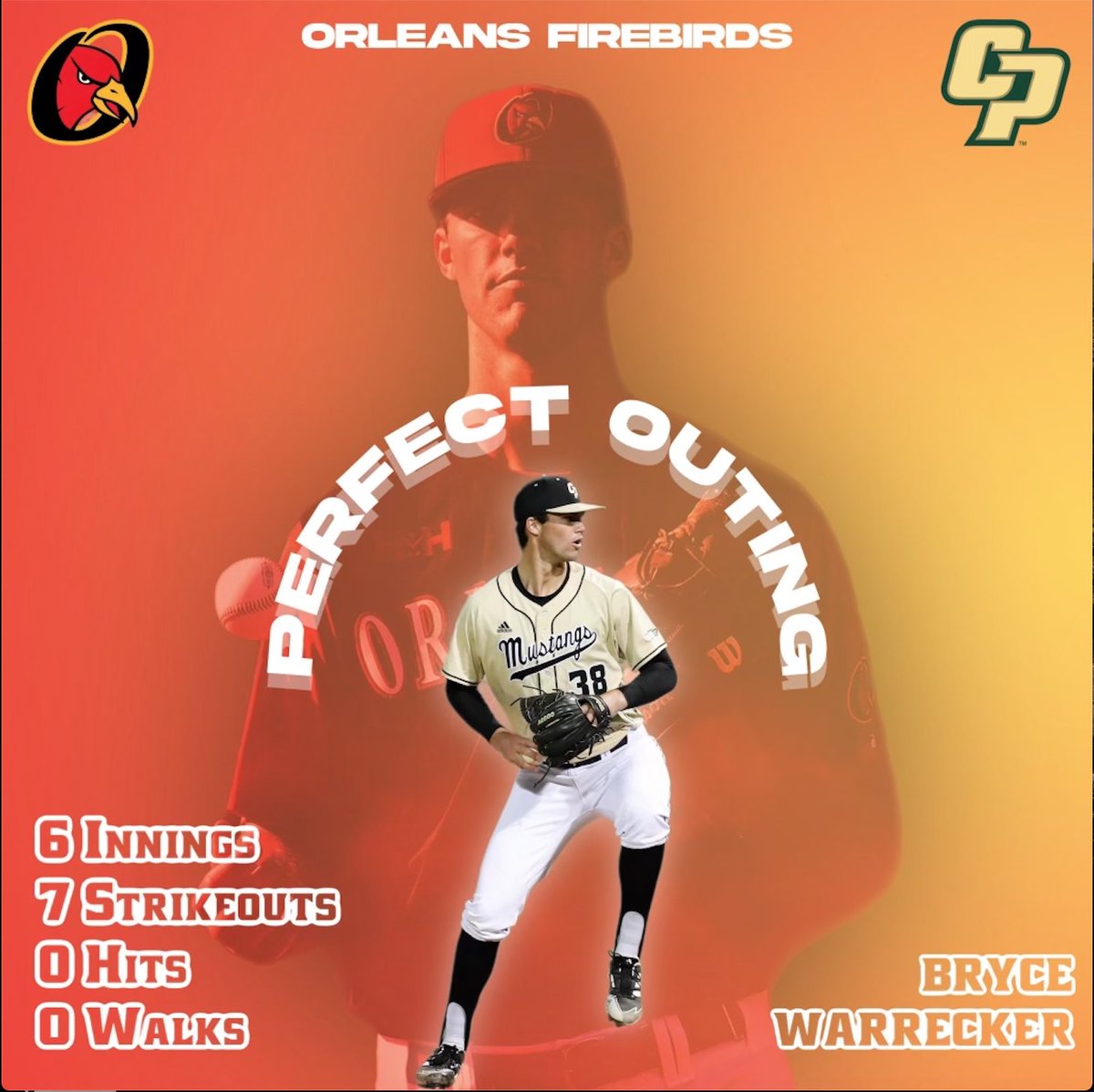Cal Poly Baseball (@calpolybsb) on Twitter photo Perfect through 6⃣ ‼️🔥
What a performance by <a href="/warrecker/">Bryce Warrecker</a> in the <a href="/OfficialCCBL/">Cape League</a> #MustangsintheCape #RideHigh Perfect through 6⃣ ‼️🔥
What a performance by <a href="/warrecker/">Bryce Warrecker</a> in the <a href="/OfficialCCBL/">Cape League</a> #MustangsintheCape #RideHigh