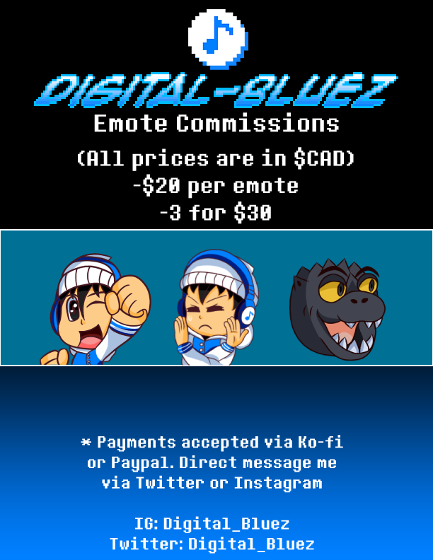 Digital_Bluez's tweet photo. A reminder that I'm available for work, for your audio & emote needs, as well as art that you may just want for yourself! Feel free to reach out to me via DMs!
#VtuberTweeterBoost #VtubersEN https://t.co/qISczExCX0