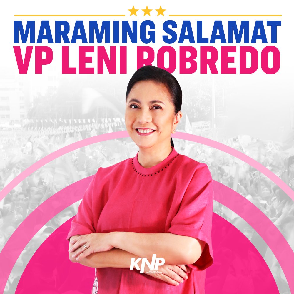 Maraming Salamat sa buong-puso at tapat na serbisyo, VP Leni Robredo. Kasama mo kami sa pagpapatuloy ng ating krusada para makamit ang pag-angat ng buhay ng mga Pilipino. #SalamatVPLeni 🇵🇭🌸