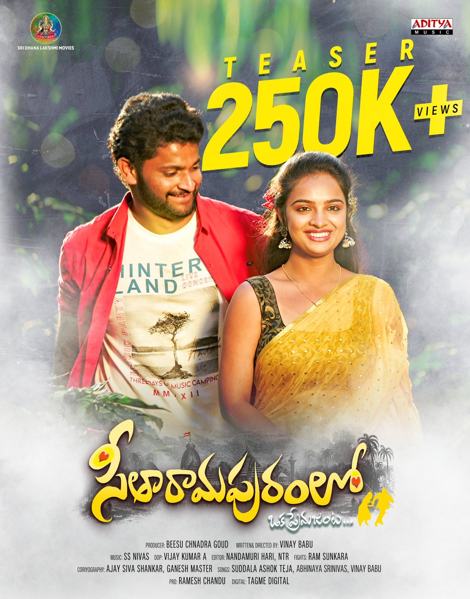 The Enchanting Teaser of #SeetharamaPuramlo crossed 250k+ Views On YouTube

Magic Continues ✨

Watch Here:
▶️ youtu.be/k_SybvhFih4

<a href="/RANADHEER_BEESU/">RANADHEER BEESU</a>  <a href="/Nandinireddie/">Nandini_yallareddy</a> <a href="/ChandarBeesu/">CHANDAR BEESU</a>  <a href="/FilmVinaybabu/">VinaybabuGowda Film Director</a> #SrinivasTakveri <a href="/BoxofficeRamesh/">boxoffice ramesh</a> <a href="/adityamusic/">Aditya Music</a>