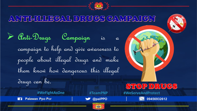 PalPPO's tweet photo. Anti-Illegal Drugs Campaign
#ToServeandProtect
#NoToDrugs
Palawan Ppo Pcr
Police Regional Office Mimaropa
Pcadg Mimaropa https://t.co/oZlXwR6BGC