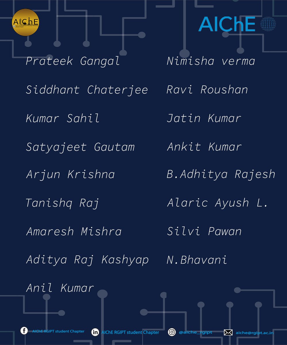AIChE_RGIPT's tweet photo. AIChE RGIPT Student Chapter conducted interviews for the selection of executives in a meticulous manner.Members are selected to each committee wholly based on their skills, talent and presentation of themselves in the interview. 
#AIChERGIPT #Executives2022 #AIChEStudentChapter https://t.co/uRg91ou9GX